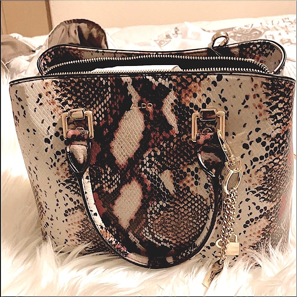 ✨New 👜 Aldo Legoiri Snake Print Gold Hardware Satchel Crossbody✨